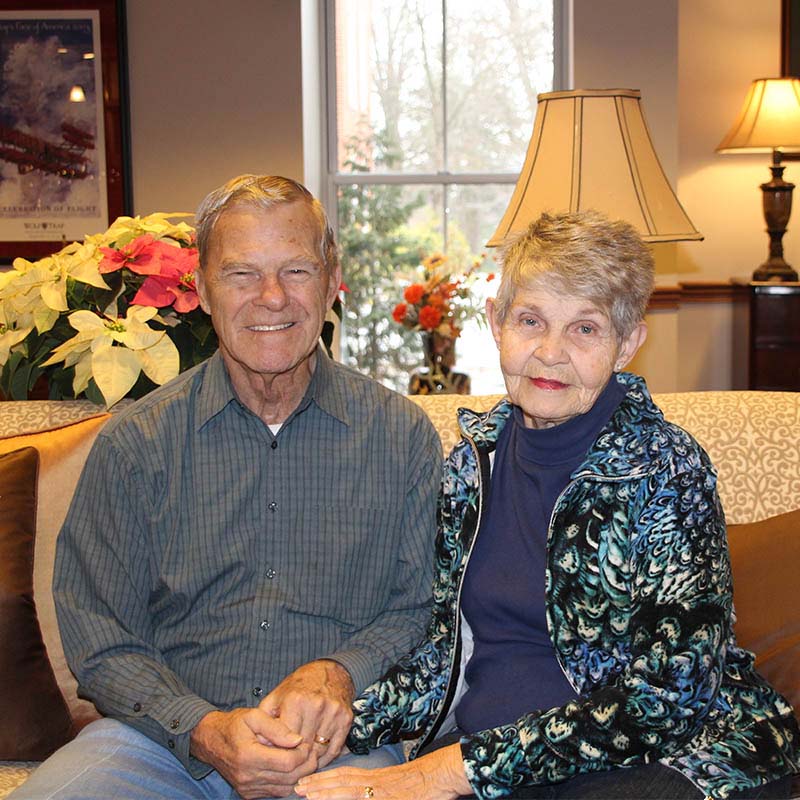 10 Wilmington Place senior living residents Pat and George smile for the camera
