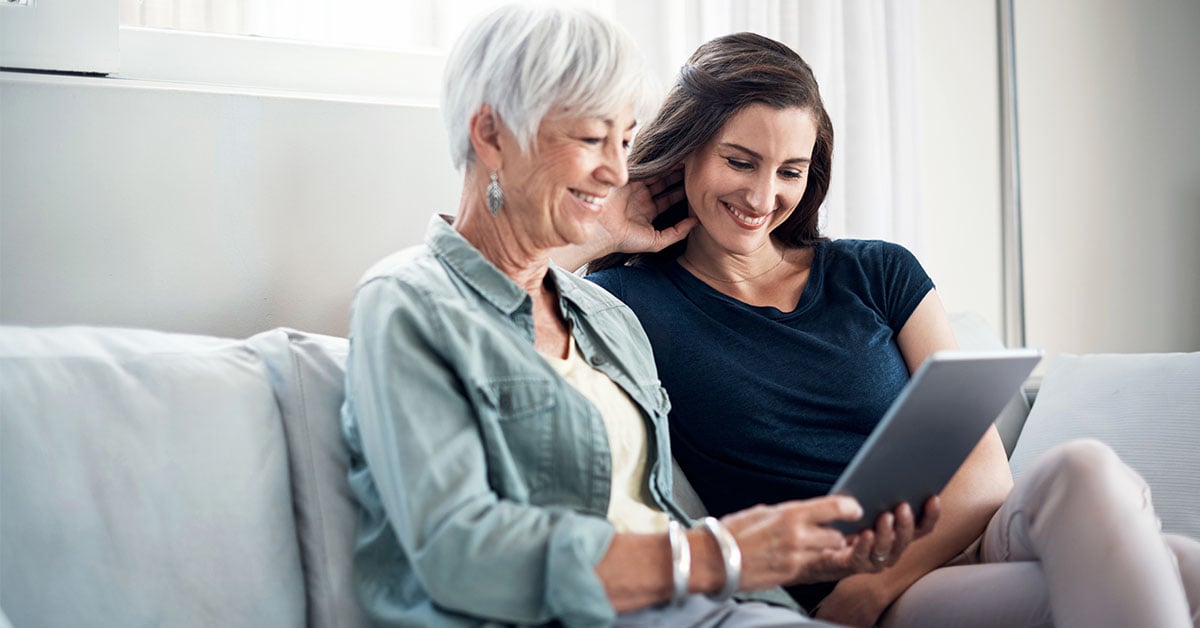 Mom researching moving to 10 Wilmington Place Senior Living with daughter