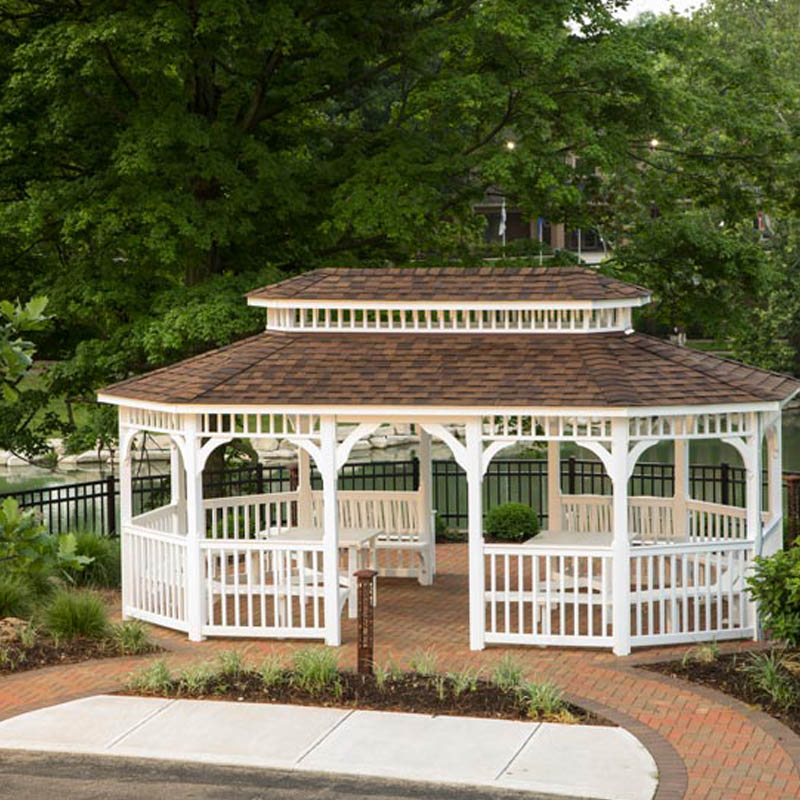 outdoor gazebo surrounded by large trees at 10 wilmington place